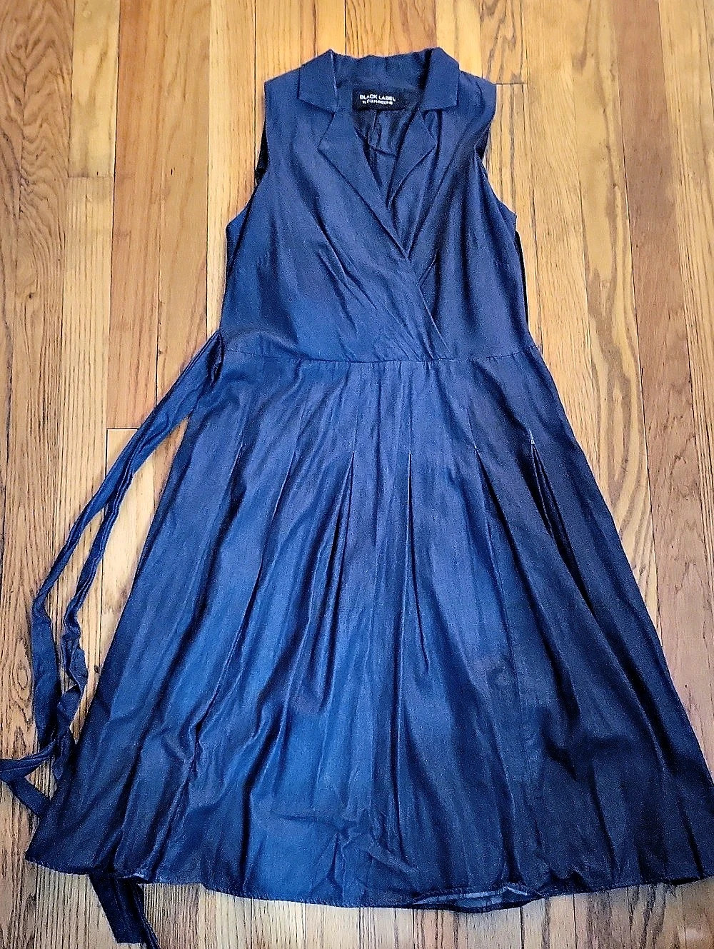 Evan-Picone Label Navy Blue Sleeveless Wrap Waist Dress in Blue Like New